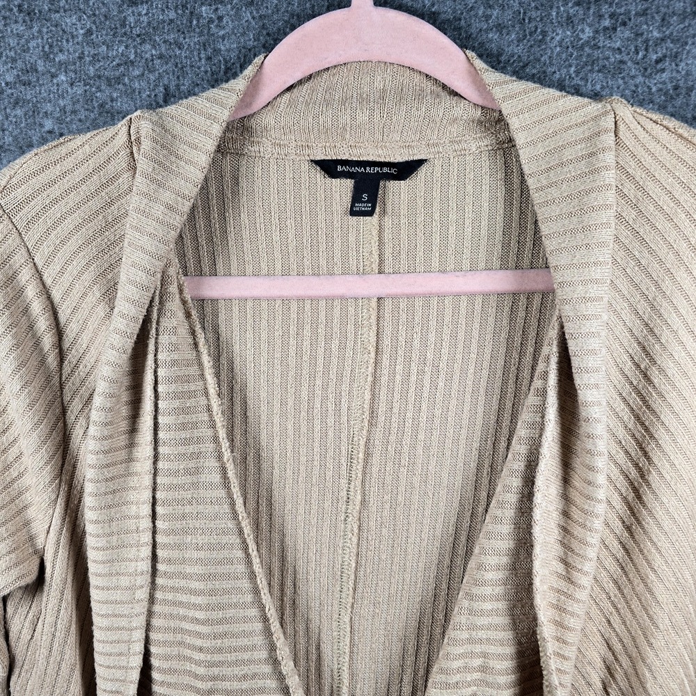 Banana Republic Women S Tan Open Front Long Waterfall Cardigan Sweater Flowy - Picture 3 of 10